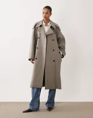 Mango Capsule 100% wool premium trench coat in gray