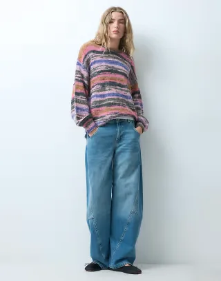 JJXX spacedye knitted sweater in dark pink multi