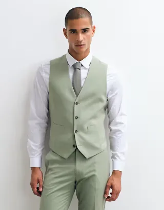 ASOS DESIGN slim suit waistcoat in sage green