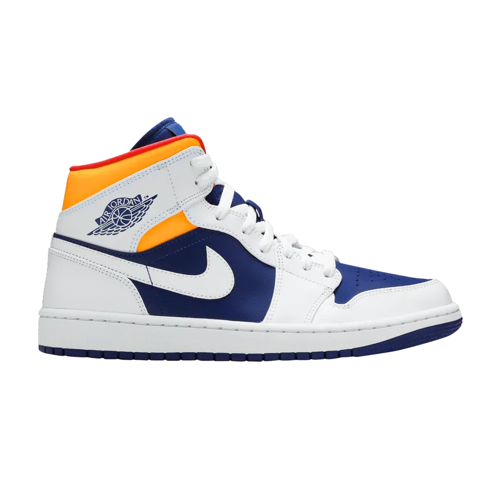 Air Jordan 1 Mid White Laser Orange Deep Royal Blue