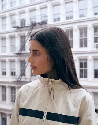 Lioness Essential funnel neck windbreaker jacket in beige
