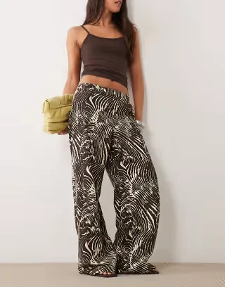 ASOS DESIGN low waist straight leg pants in zebra print