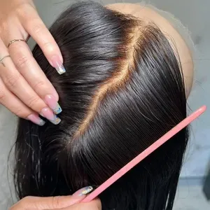 Ombre Human Hair Lace Front Wig, Pre-Plucked with Bleached Knots, Glueless High-Density 180% Straight Wig for Women, HD