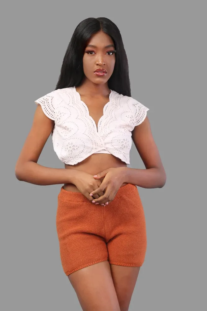 Bambi Lace Tie-Up Crop Top