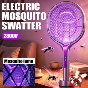 Multi Functional 2-in-1 Mosquito Killer Swatter Retractable Electric Racket Rechargeable USB Mosquito Swatter Home Appli