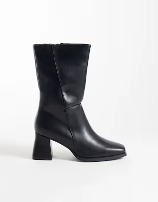 SEQWL Fisher block heeled mid ankle boots in black