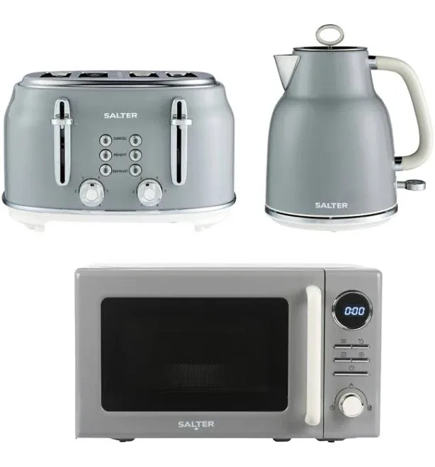 Salter Retro Kettle, Toaster & Microwave Set