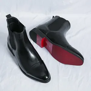 Men boots New Red Bottom Square Dress Shoes Business Designer Mens Ankle Boots designer for man boots