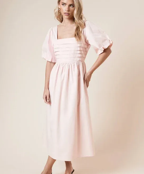 Dorothy Perkins Women's Petite Pleated Bodice Midi Dress