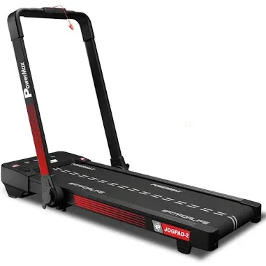 PowerMax Fitness JogPad-2 DC Motor Motorized Touch Screen Led Dual Display Treadmill with Bluetooth Speaker, Compact Fol