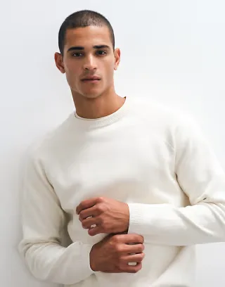 ASOS DESIGN relaxed compact knit sweater in ecru