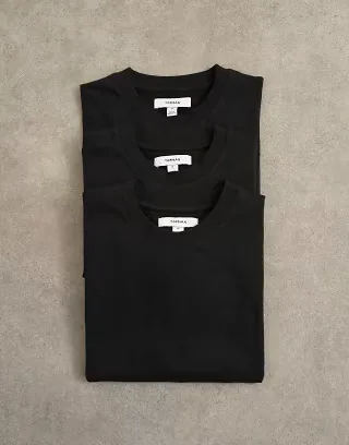 Topman 3 pack classic fit T-shirt in black