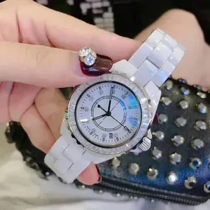Elegant Ceramic Wrist Watch for Women, Luxury Quartz Movement, Available in Black and White