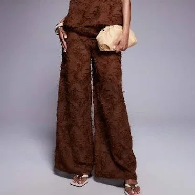 ASOS DESIGN tailored textured pants in brown - part of a set