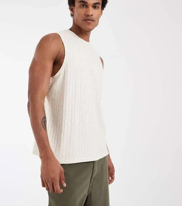 ASOS Relaxed Linen Look Ribbed Tank
