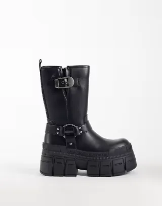 Buffalo Gosper platform moto boots in black