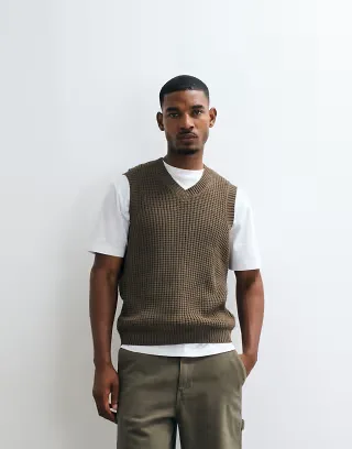 ASOS DESIGN relaxed knit waffle vest in brown
