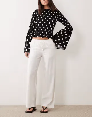 Cotton On Haven wide leg pants in white