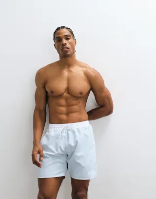 BOSS Bodywear Starfish swim shorts with logo print in light blue