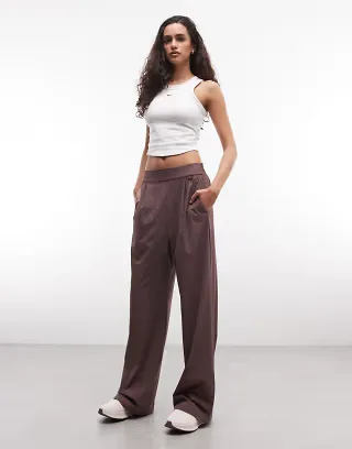 Nike Training Dri-Fit wide leg pants in brown