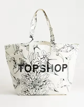 Topshop printed canvas tote bag in floral