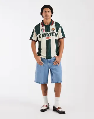 Cotton On sports jersey in pine needle green and white stripes