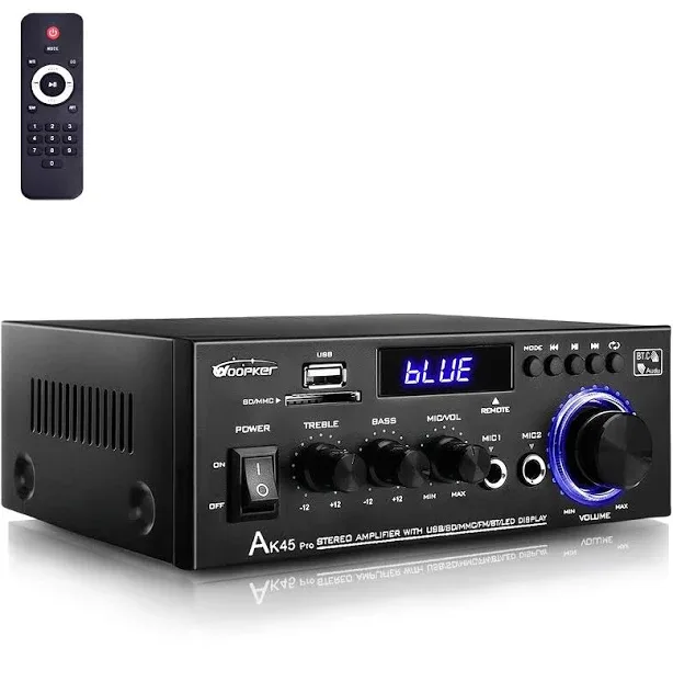 WOOPKER AK45 Pro Amplifier Home Audio Stereo Receivers with Bluetooth 5.0,Max 400W,2.0 Channel Stereo Amplifier System f
