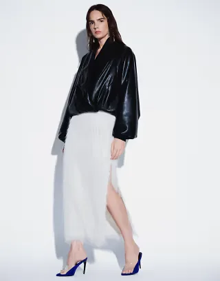 ASOS DESIGN fluffy maxi skirt in ivory
