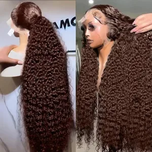 Brand 360 Full Lace Wigs - 30-40 Inch Curly Brazilian Human Hair - 13x4 HD Transparent Lace Front, Glueless, Pre-Plucked