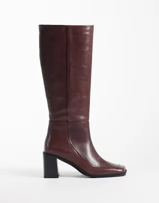 Bronx New-Corfu square toe knee boots in deep bordeaux