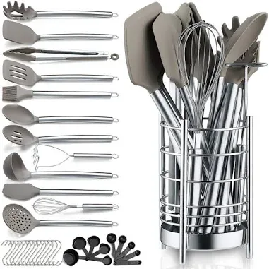 Berglander Kitchen Utensils Set 38 Pieces Non-Stick Silicone Cooking Utensils Set Kitchen Tools Set Spoon Spatula Set wi