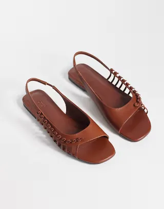 & Other Stories pure leather knot flat sandals in brown