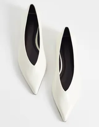 ASOS DESIGN Lari pointed ballet flats in off white