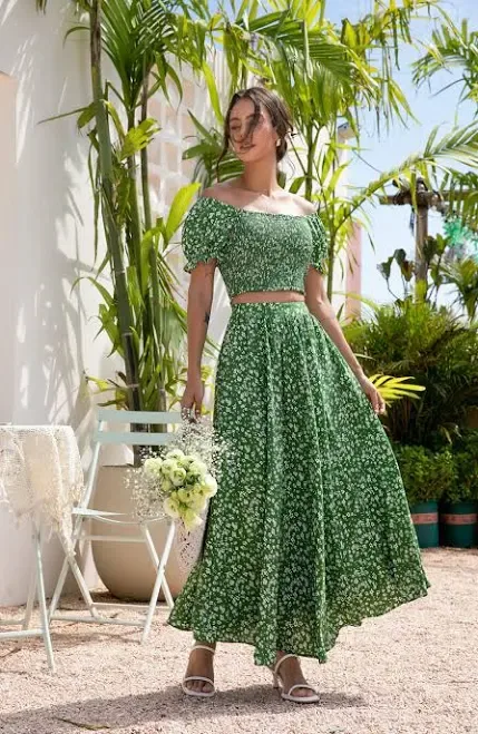 Cottagecore Puff Sleeve Cotton Two Piece Set