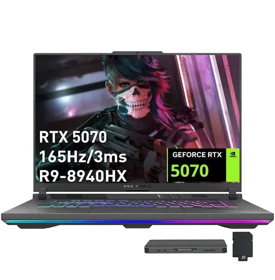 ASUS - ROG Strix G16 16" Gaming Laptop,GeForce RTX 5070,Ryzen 9 8940HX,32GB DDR5,2TB SSD+288GB Dock Set,Win 11 - Gray