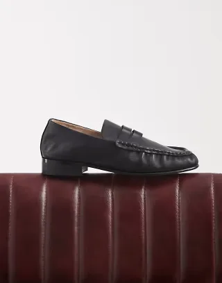 Tony Bianco Gomez square toe loafers in black leather