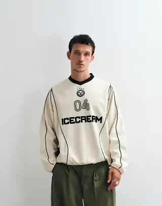 ICECREAM panelled training long sleeve T-shirt in ecru