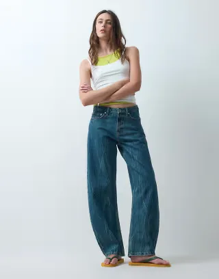 COLLUSION X009 cocoon leg jeans in acid wash blue marble