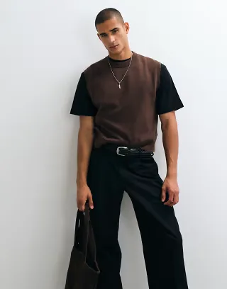 Weekday knit vest in dark brown melange