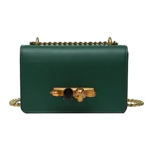 Ring-hardware Shoulder Bag Women - Skull Stud Crystal Embellished Sliding Chain Crossbody Handbag