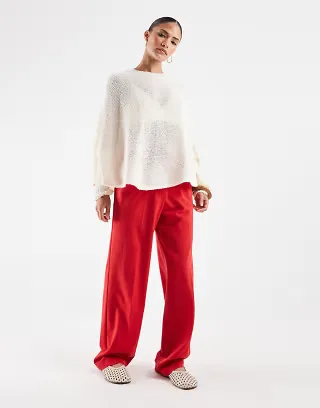 ASOS DESIGN Petite slim straight pants in bright red