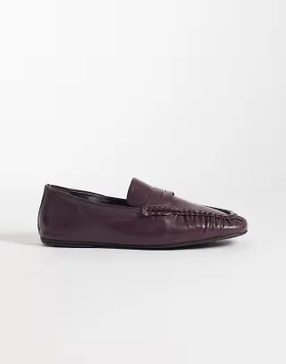 ASOS DESIGN Micha premium soft loafers in burgundy leather