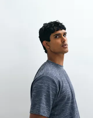 Brave Soul oversized T-shirt with mock neck in navy
