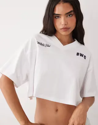 Cotton On Active cropped graphic sporty T-shirt in white