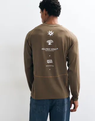 Aelfric Eden breezy urban long sleeve t-shirt in brown