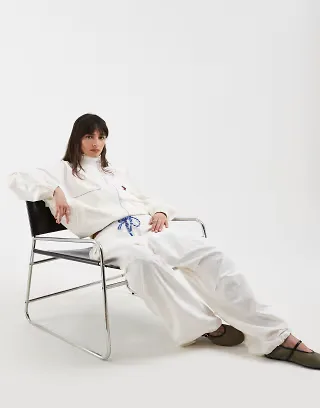 Tommy Jeans low rise parachute pants in white - part of a set