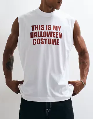 ASOS DESIGN oversized tank with Halloween print in white
