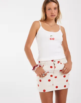 ASOS DESIGN mini skirt in red polka dot