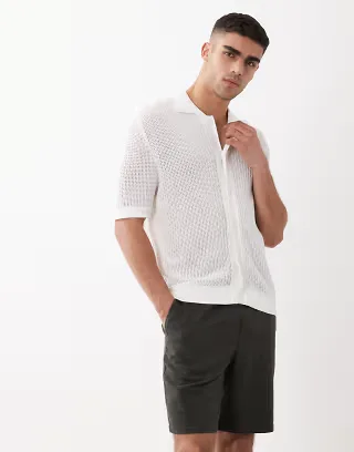 Selected linen blend shorts in brown