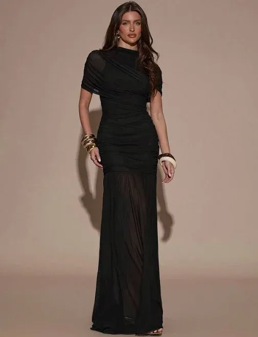 Shein Elegant Bodycon Dress Ruched Skirt Cocktail Party